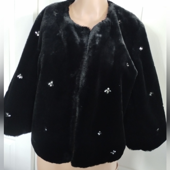 Joie Faux Fur Jacket With Rhinestones XS - Picture 7 of 7